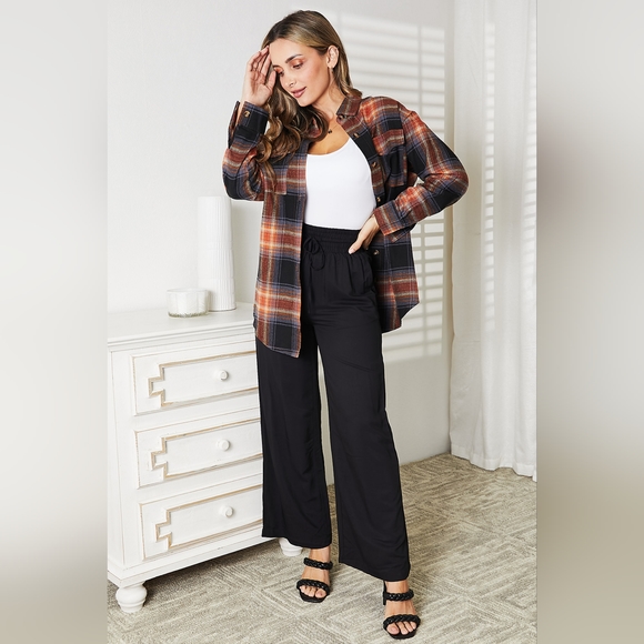 Double Take Plaid Dropped Shoulder Shirt/ SALE Hit Like ♡ Button For 20% OFF!! - Picture 3 of 10